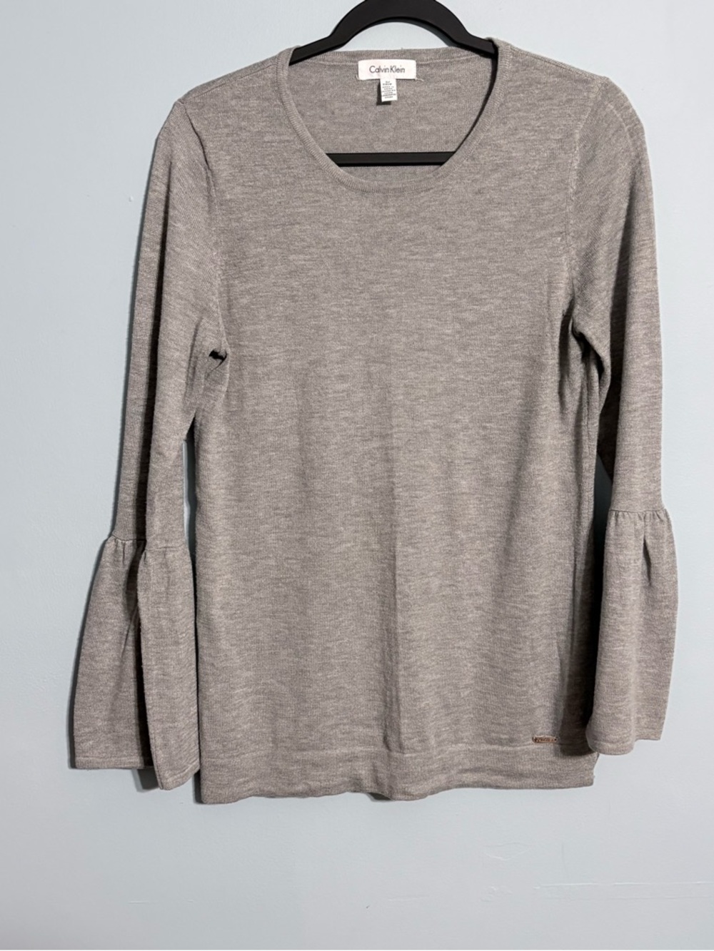 Calvin Klein Gray Bell-Sleeve Women's Knit Top size Small